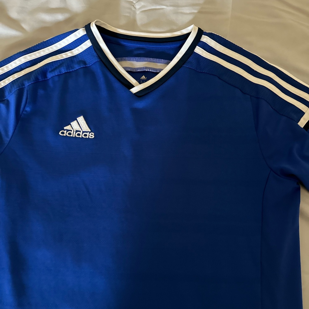 adidas Kids Blue Jersey with White Stripes
